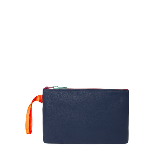 ZIP POUCH M Maroon and Blue